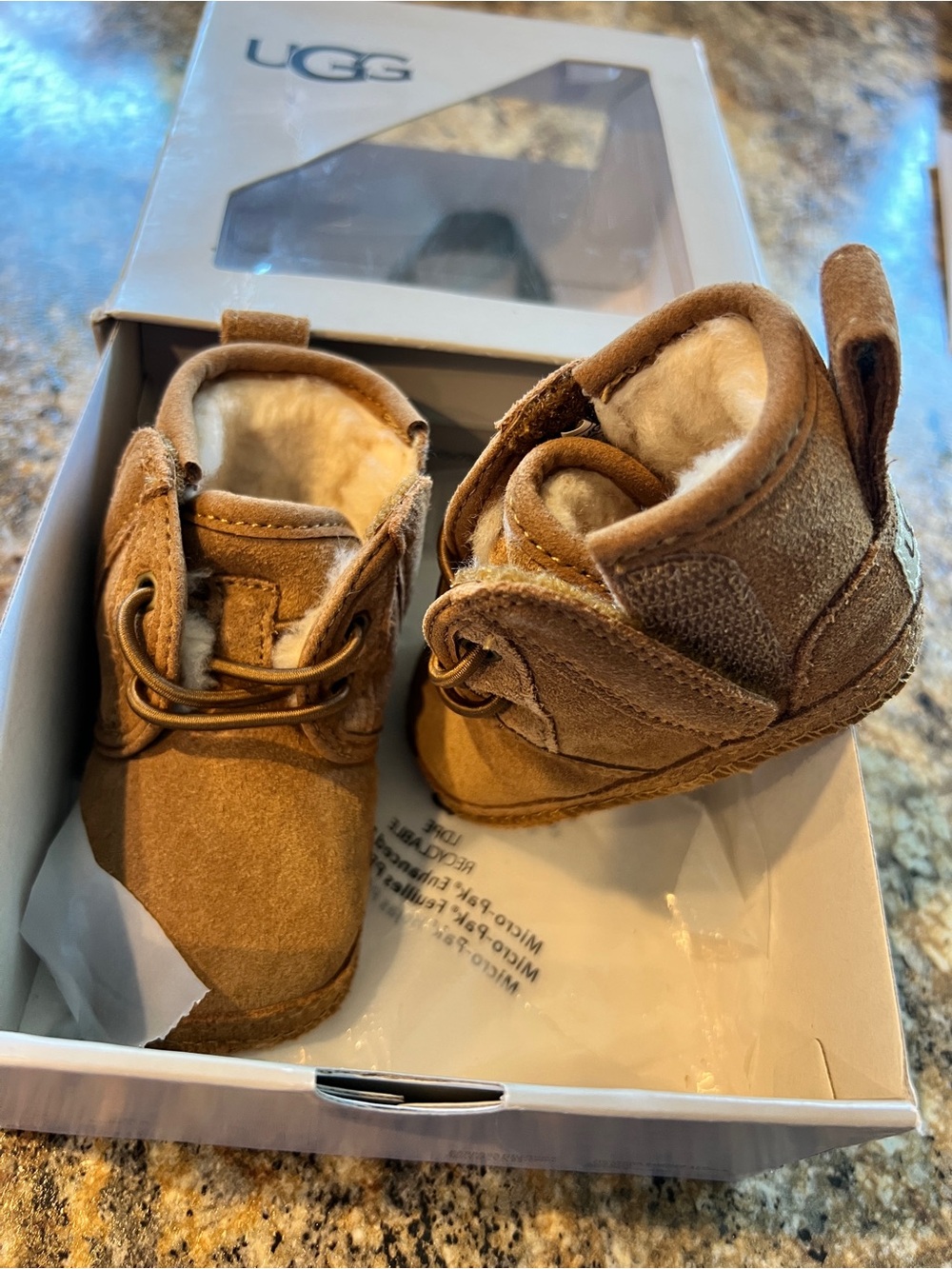 UGG Baby Chestnut Suede Shearling-Lined Booties 0/1 Size